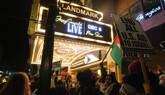 Hundreds march for Palestine downtown, protest Jerry Seinfeld show